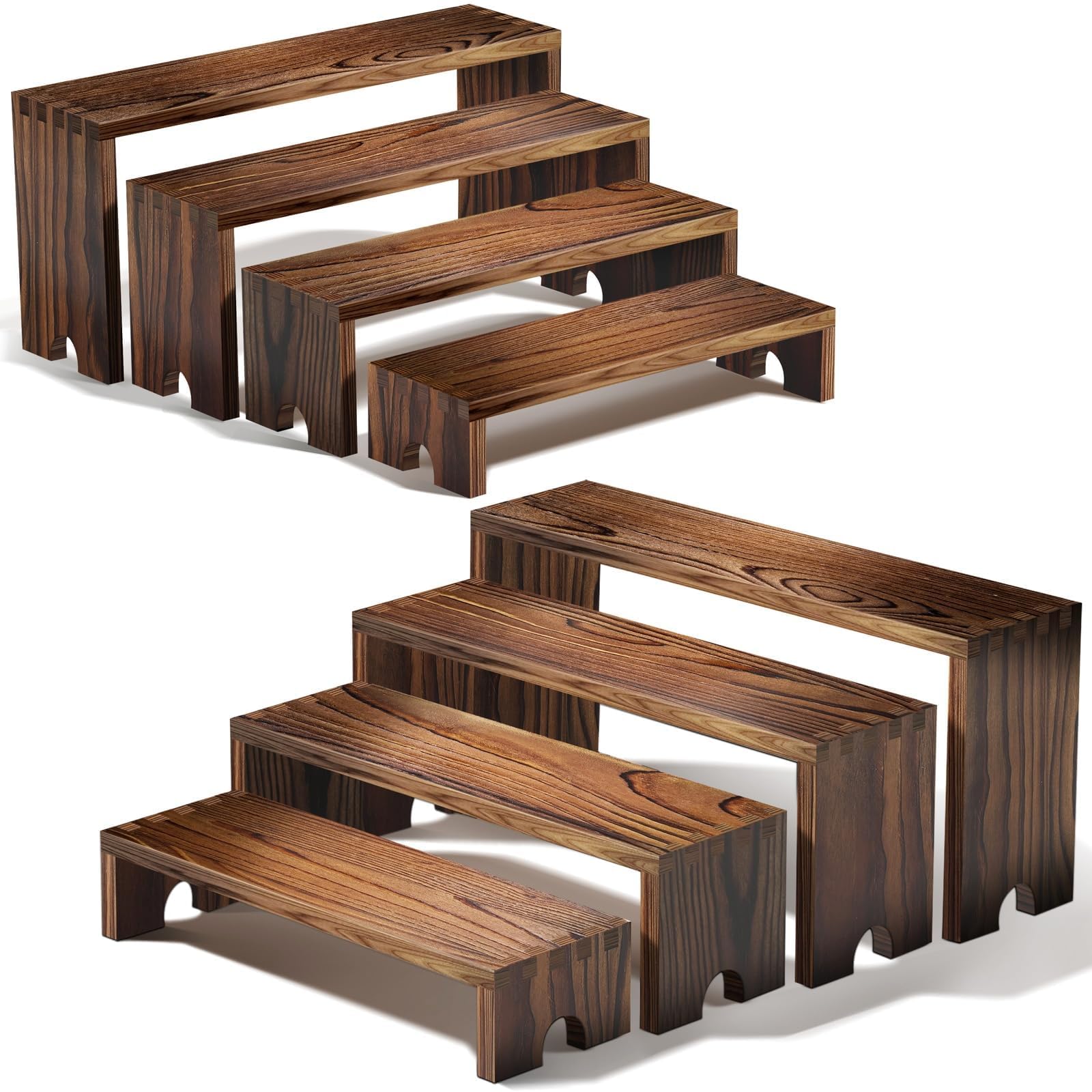 2 Set Wooden Tiered Risers Dis - Display Risers Set 评论和价格