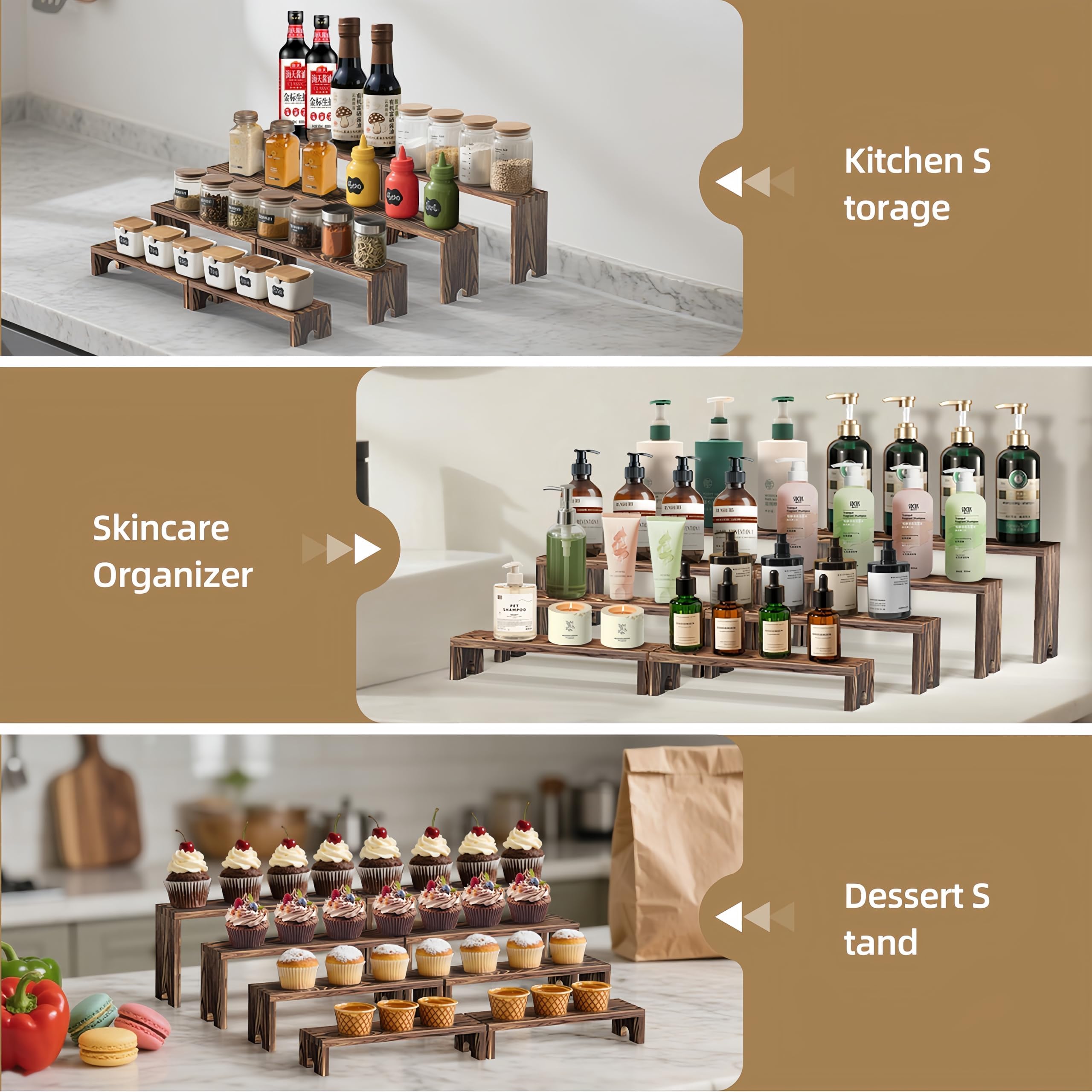 2 Set Wooden Tiered Risers Dis - Display Risers Set 评论和价格